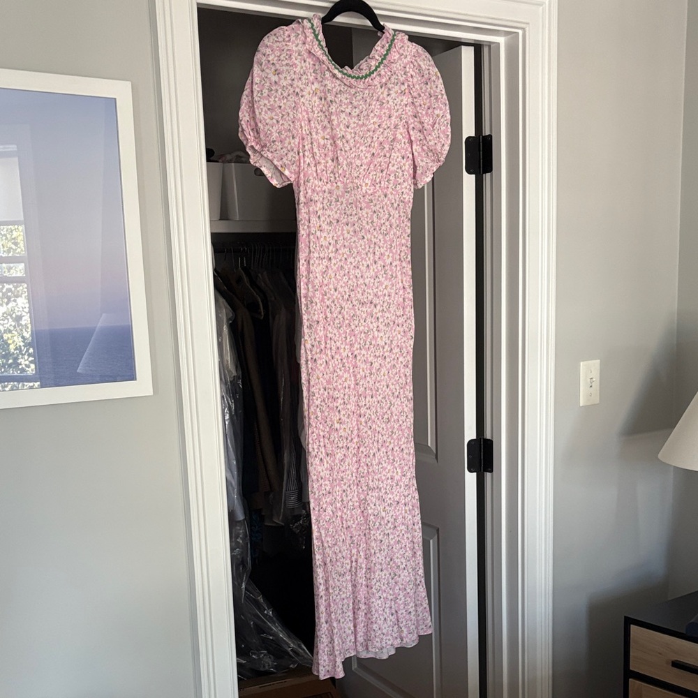 RIXO Pink Floral Maxi Dress